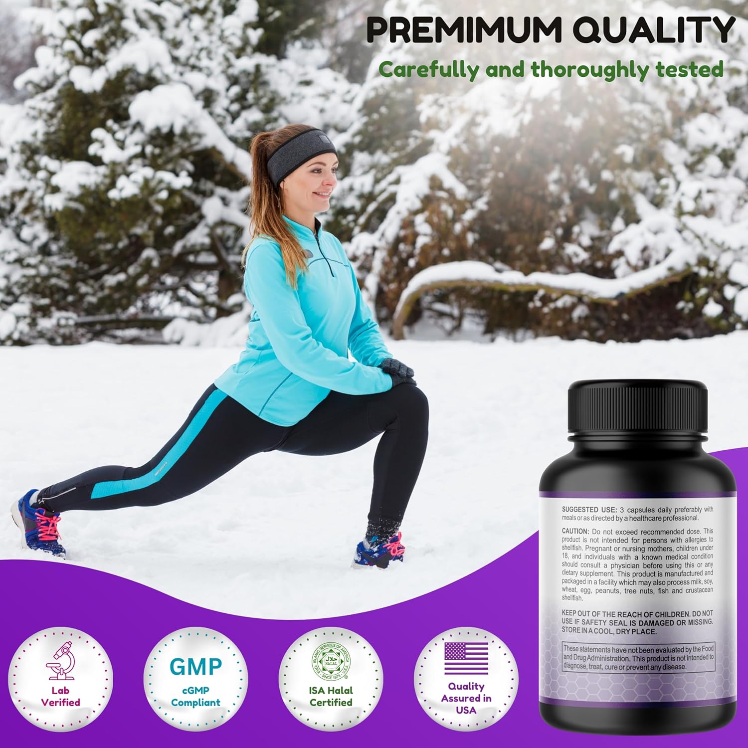 Halal Joint Support Supplement for Men & Women - Glucosamine Chondroitin MSM for Mobility, Cartilage Repair & Pain Relief - Non-GMO, Gluten-Free - 135 Capsules