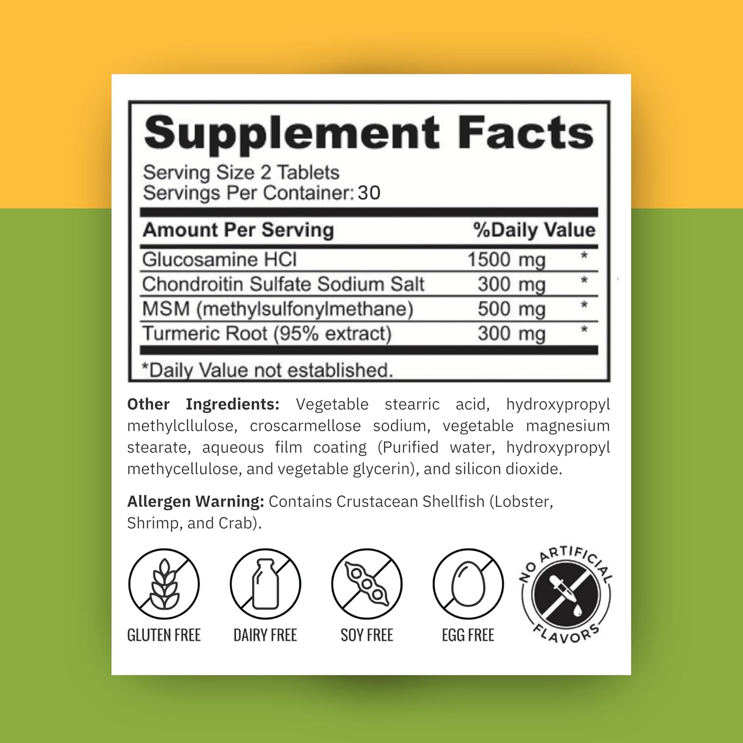Halal Joint Support Vitamins with Turmeric & Glucosamine for Mobility & Flexibility - 1 Month Supply, Gluten-Free, Gelatin-Free, Made in USA