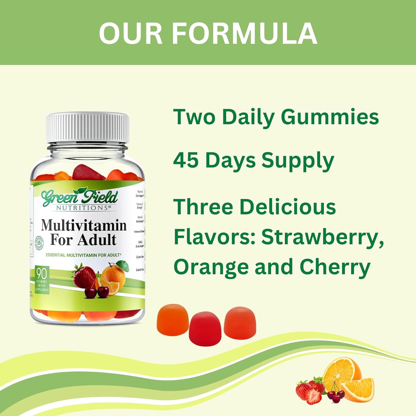 Halal Multivitamins for Adults | Greenfield Nutritions | 90 Gelatin-Free Gummy Vitamins with Essential Nutrients for Men & Women