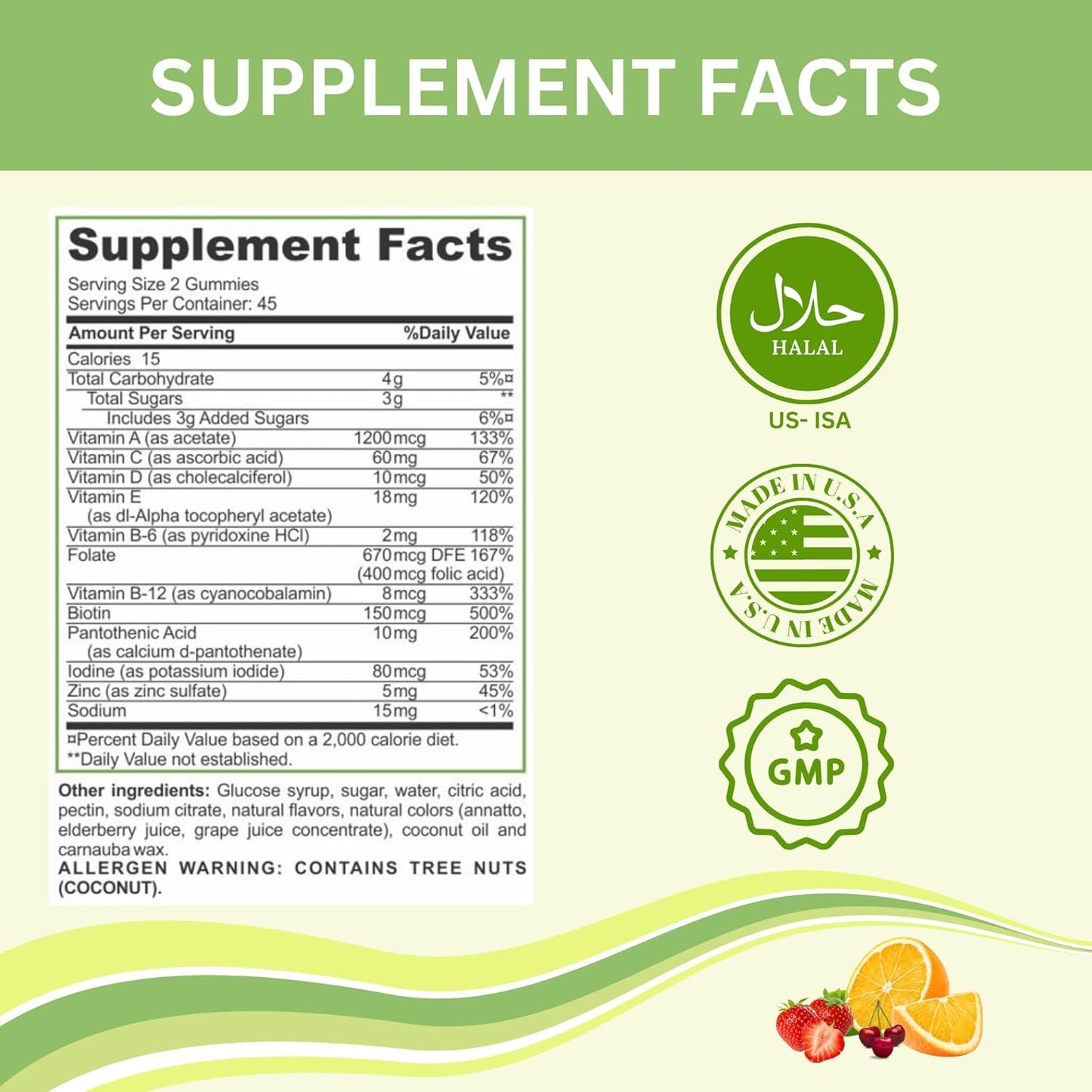 Halal Multivitamins for Adults | Greenfield Nutritions | 90 Gelatin-Free Gummy Vitamins with Essential Nutrients for Men & Women