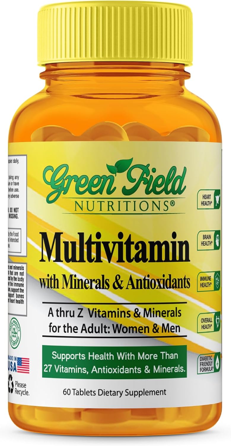 Halal Multivitamins for Women and Men - 60 Gelatin Free Tablets with 27+ Vitamins and Minerals - Supports Immunity and Overall Health