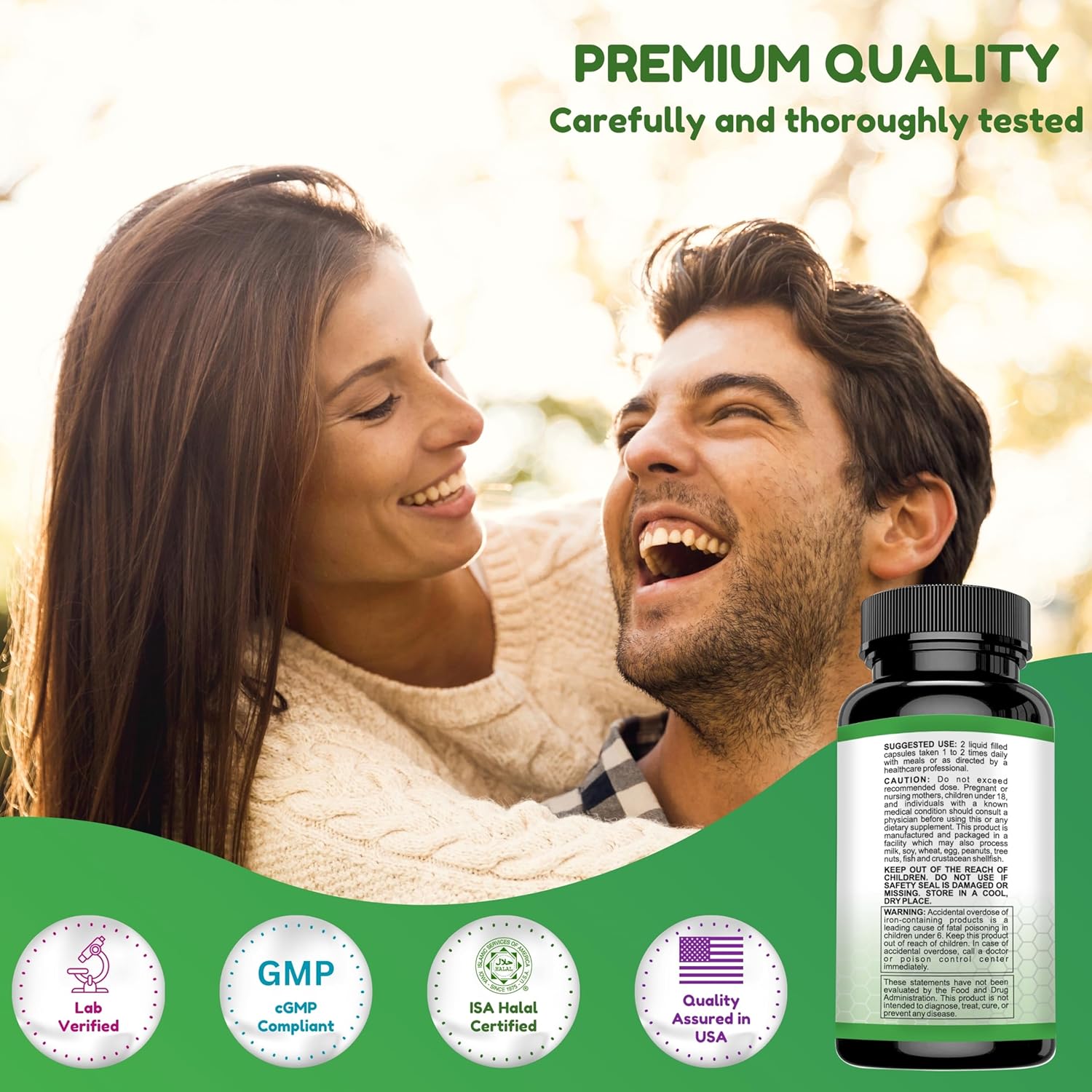 Halal Multivitamins for Women, Men & Adults with Iron, Vitamin C, D3, Zinc, Calcium, Folic Acid, CoQ10 | 30 Servings