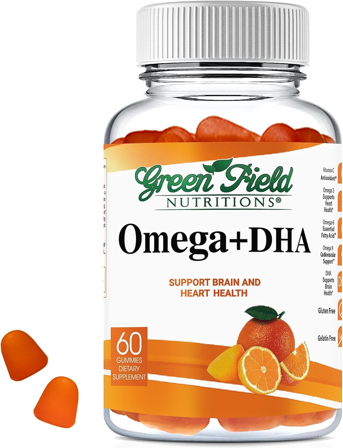 Halal Omega 3 Chewable Gummies with DHA for Adults - Vegan Halal Vitamins for Brain, Heart, Immune System - 60 Gummy Gelatin-Free Halal Vitamin