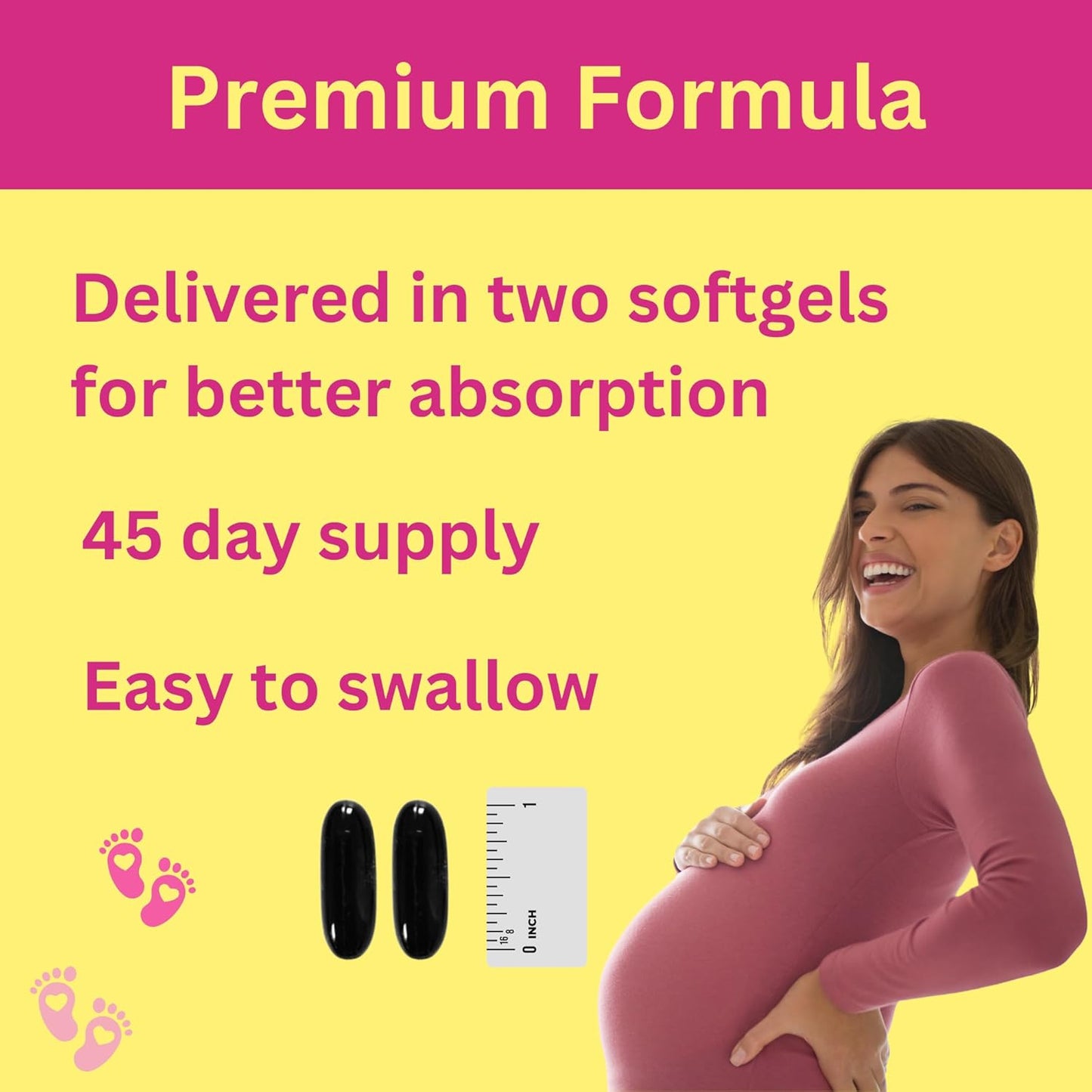 Halal Prenatal Vitamins with DHA, Folic Acid, and Iron - Essential Pregnancy Multivitamin - 90 Liquid Softgels for Mom to Be