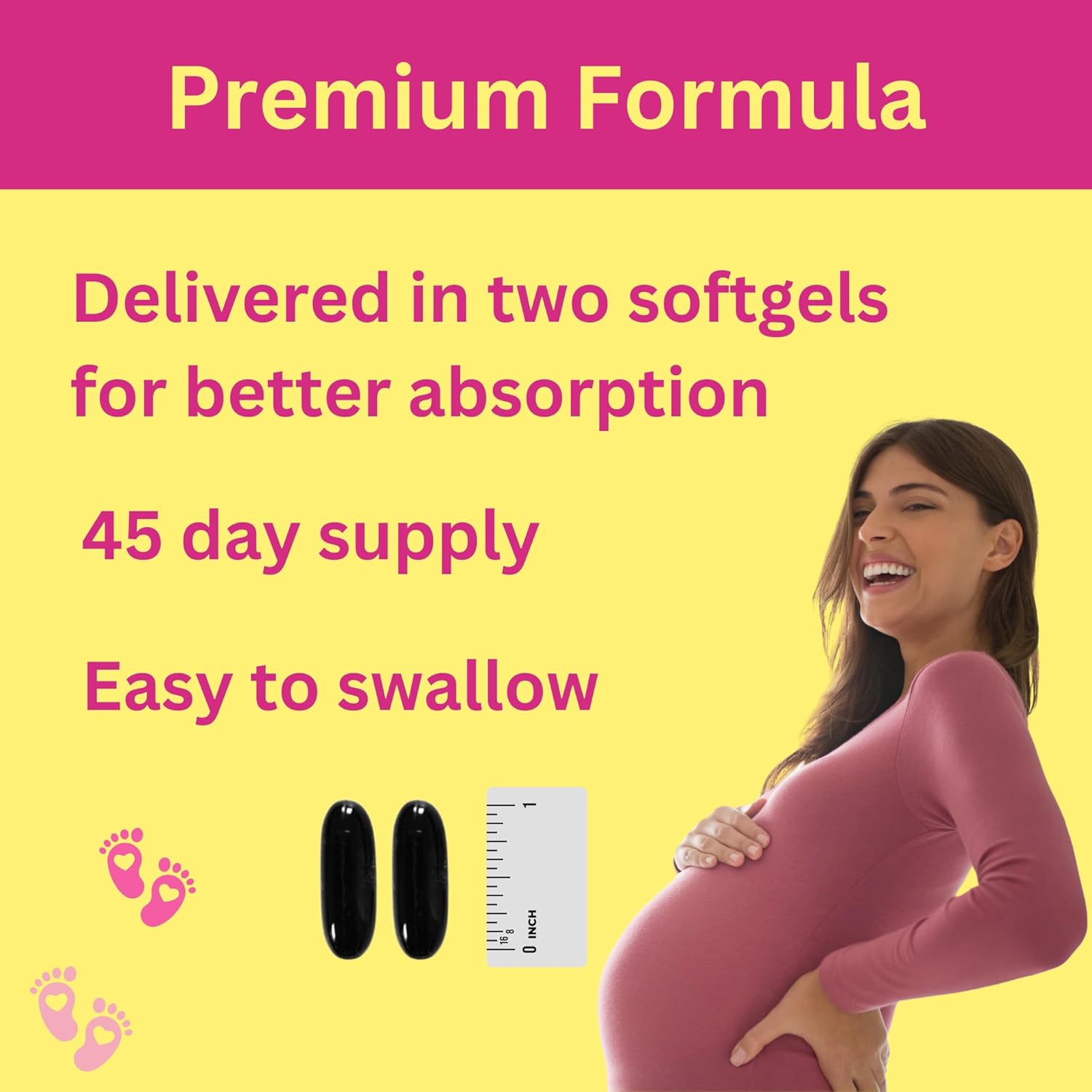 Halal Prenatal Vitamins with DHA, Folic Acid, and Iron - Essential Pregnancy Multivitamin - 90 Liquid Softgels for Mom to Be