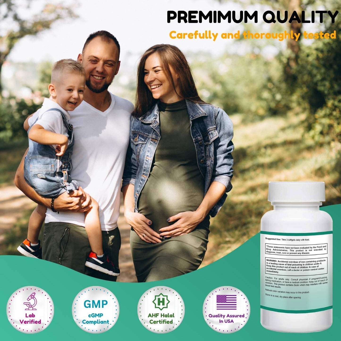 Halal Prenatal Vitamins with DHA, Folic Acid, and Vitamin C | High Potency Softgels for Pregnancy | Keto-Friendly Formula with Biotin & Iodine
