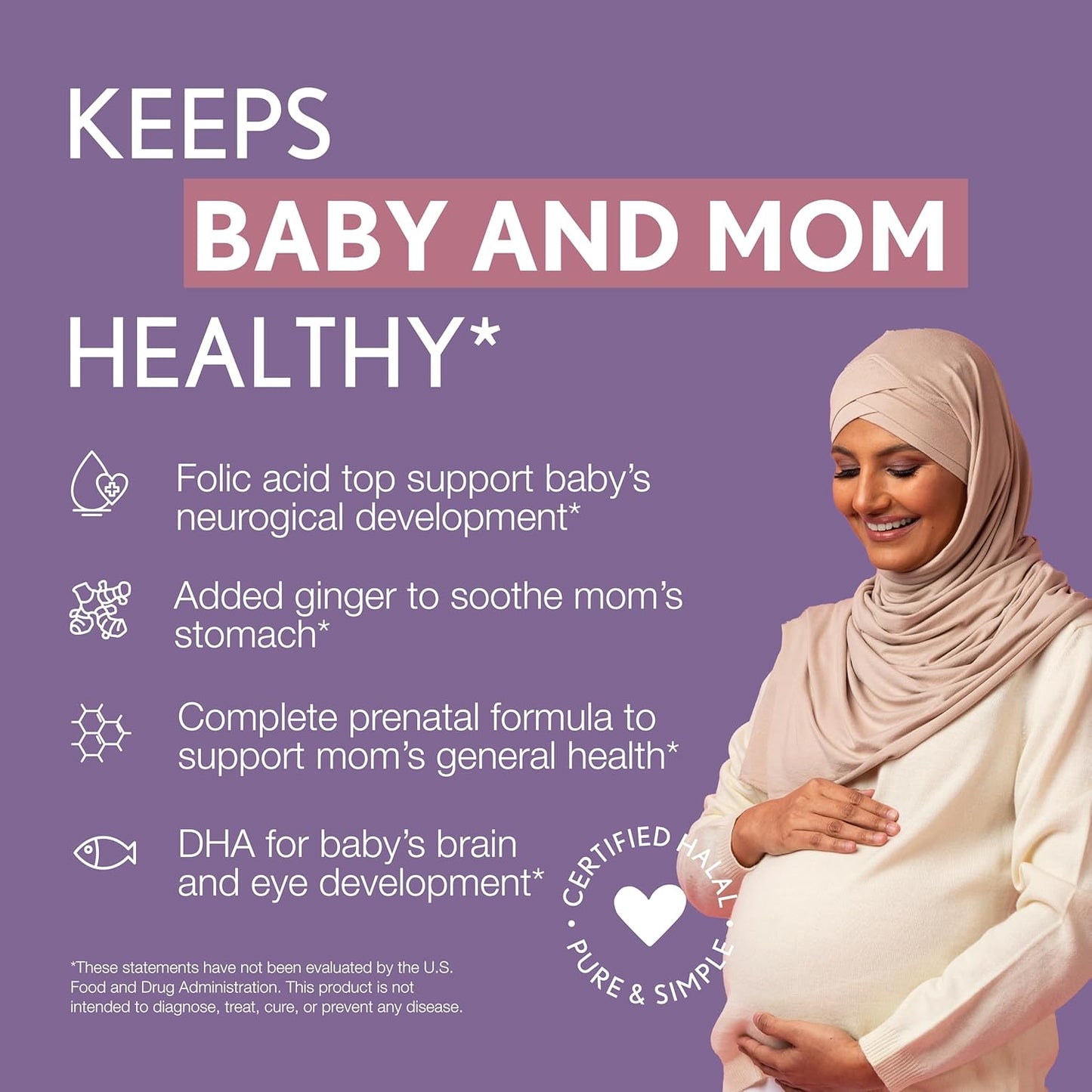 Halal Prenatal Vitamins with DHA, Folic Acid, Ginger, and Iron - 1 Month Supply for Pre/During/Post Pregnancy - BoostGo Australia