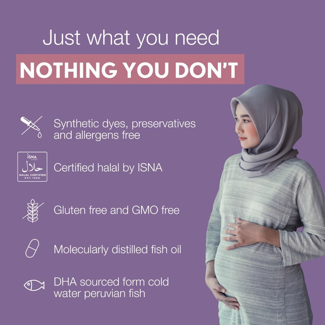 Halal Prenatal Vitamins with DHA, Folic Acid, Ginger, and Iron - 1 Month Supply for Pre/During/Post Pregnancy - BoostGo Australia