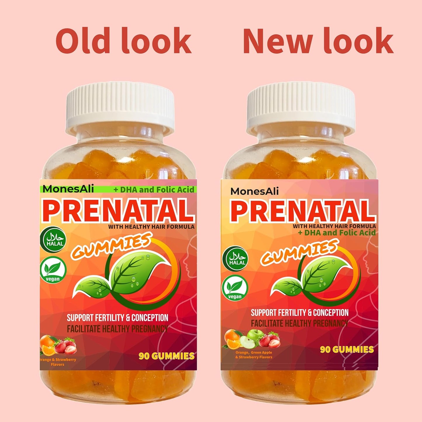 Halal Vegan Prenatal Vitamins Gummies with Iron, DHA, Folate, and Folic Acid - 90 Count