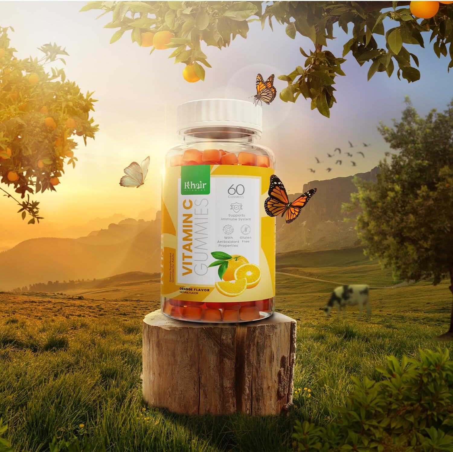 Halal Vitamin C Gummies - Non GMO, Gluten-Free, Gelatin-Free - Immune Support for Adults & Kids - 60 Delicious Halal Gummies