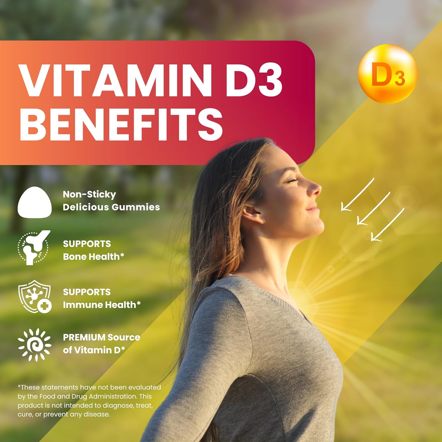 Halal Vitamin D3 Gummies 2000 IU for Bone, Immune Health & Muscle Function - 90 Fruit Flavored Gummies USA Made by Zaytun Vitamins