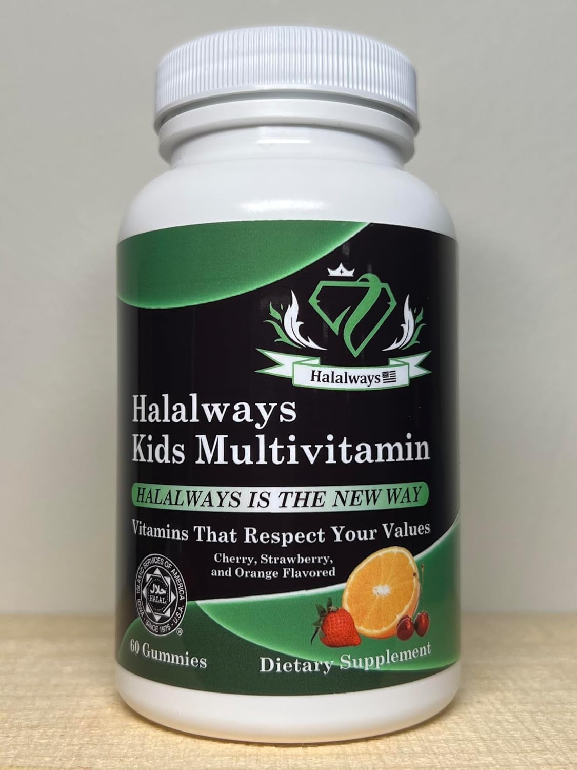 Halalways Kids Daily Gummy Multivitamin - Halal Certified with Vitamin C, D3 for Immune Support - Cherry, Strawberry, Orange Flavors - Halal Supplement