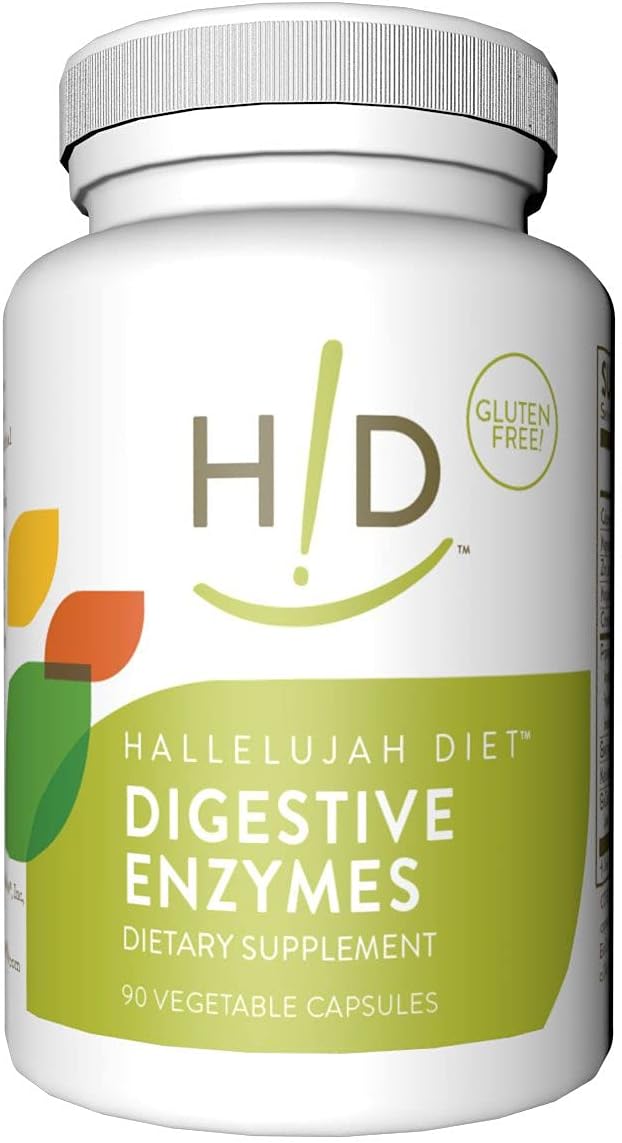 Hallelujah Diet Digestive Enzymes - 90 Capsules for Nutrient Absorption & Dietary Support