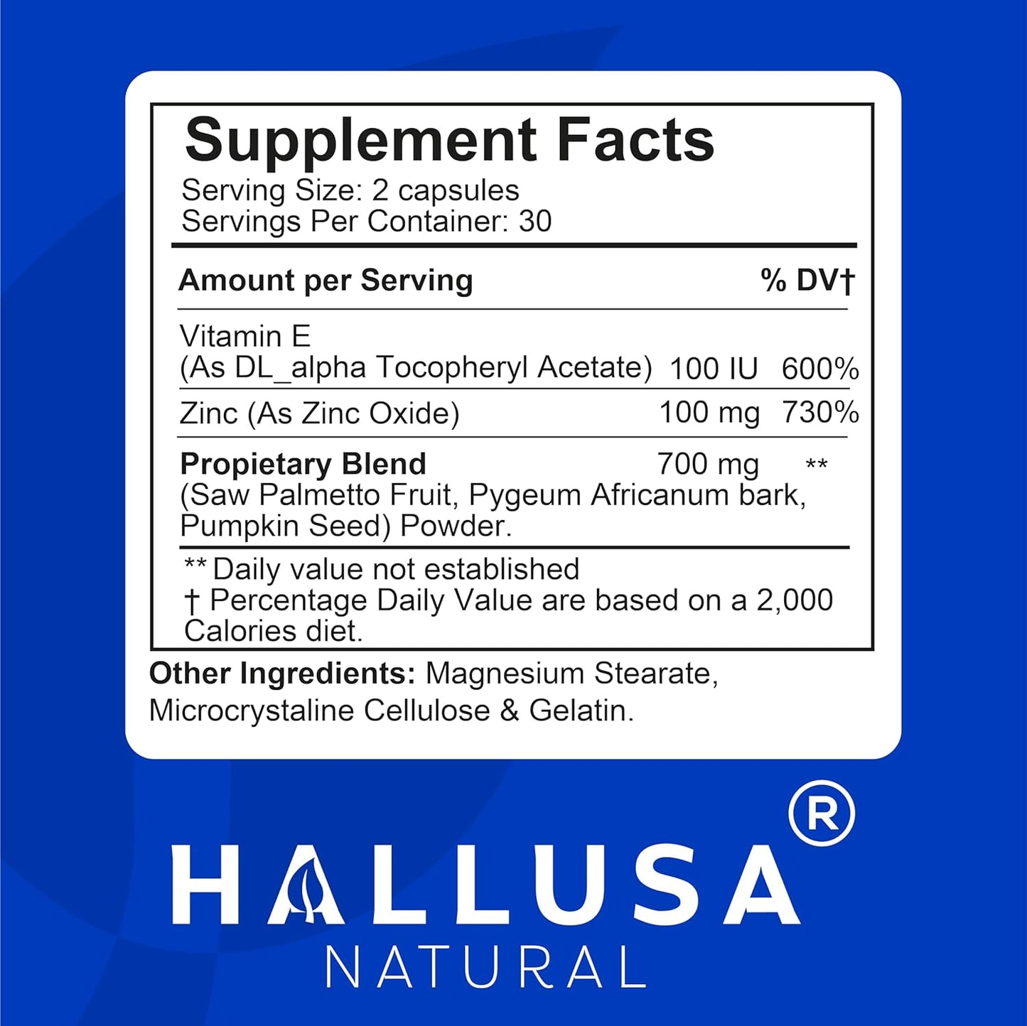 Hallusa Natural Prostate Inflammation Supplement - Prostatitis Relief - Prostate Pills - HALLPROST 60 Capsules