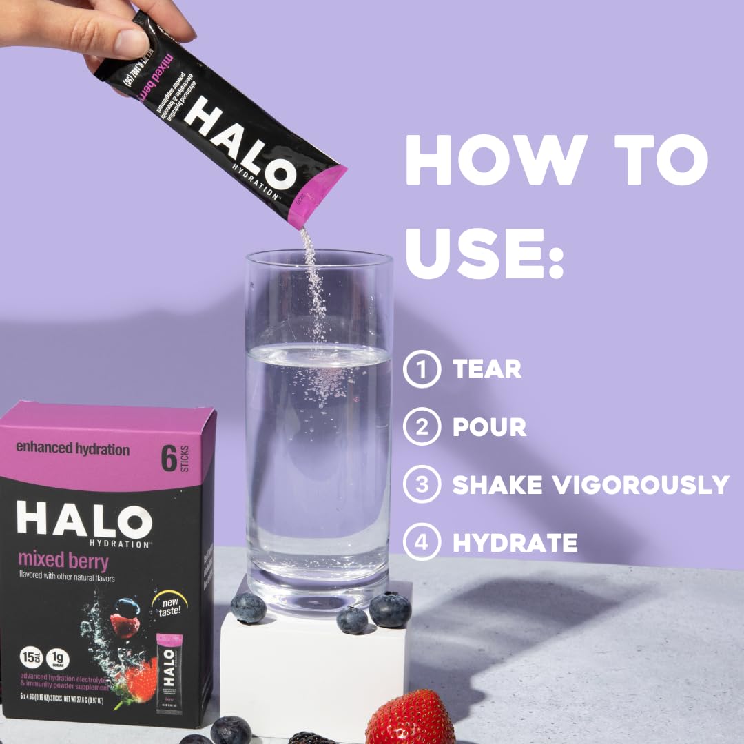 HALO Sport HALO Hydration Berry Electrolyte Drink Mix Packets for Sports and Cycling