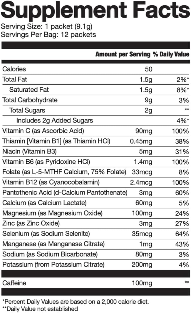 HALO Sport Iced Caramel Latte Energy Drink Powder - Healthy Coffee Mix with Electrolytes, Caffeine, Vitamins - 20 Calories - Keto & Low Calorie - 12 Stick Pack