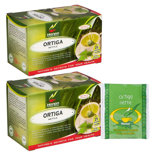 HanAn Nettle Herbal Tea - 100 Teabags Total - Stinging Nettle Root and Leaf Blend from Peru - 2 Boxes of 25 Bags each