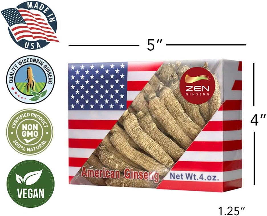 Hand-Selected American Ginseng Root - Boosts Immunity, Energy, and Stamina - 8 oz - Panax Ginseng