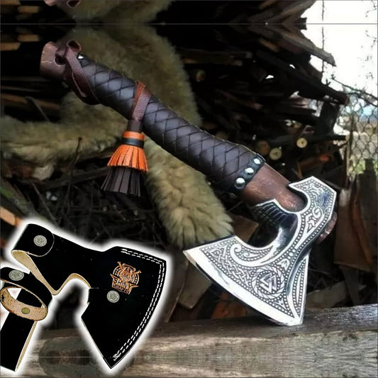 Handmade Viking Axe - Custom Bearded Axe for Men with Sheath - Unique Gift for Birthday or Special Occasion