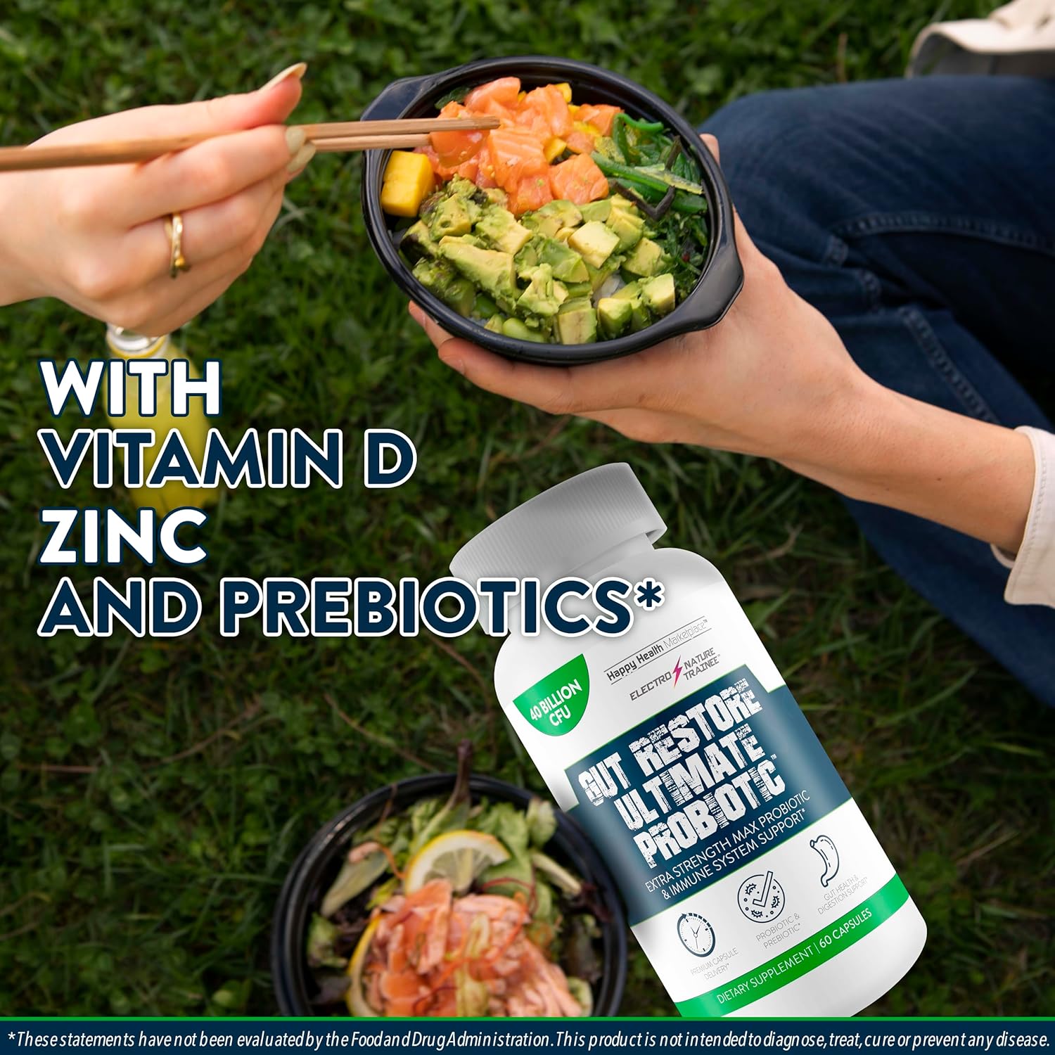 Happy Health Marketplace Gut Restore Ultimate Probiotic - Natural Immune & Blood Health Support for Improved Energy & Mood.