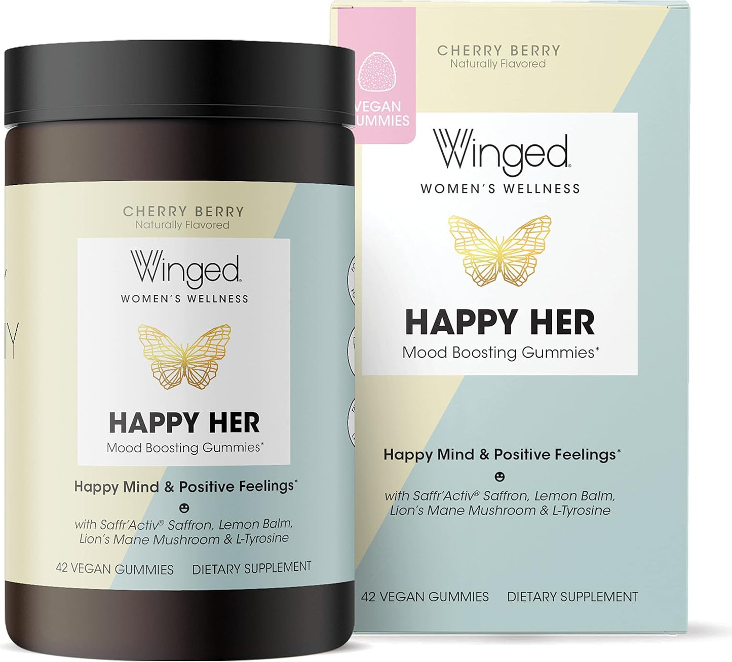 Happy Her Mood Gummies with Clinically-Studied Ingredients for Positive Feelings - Cherry Berry Flavor (60 ct)