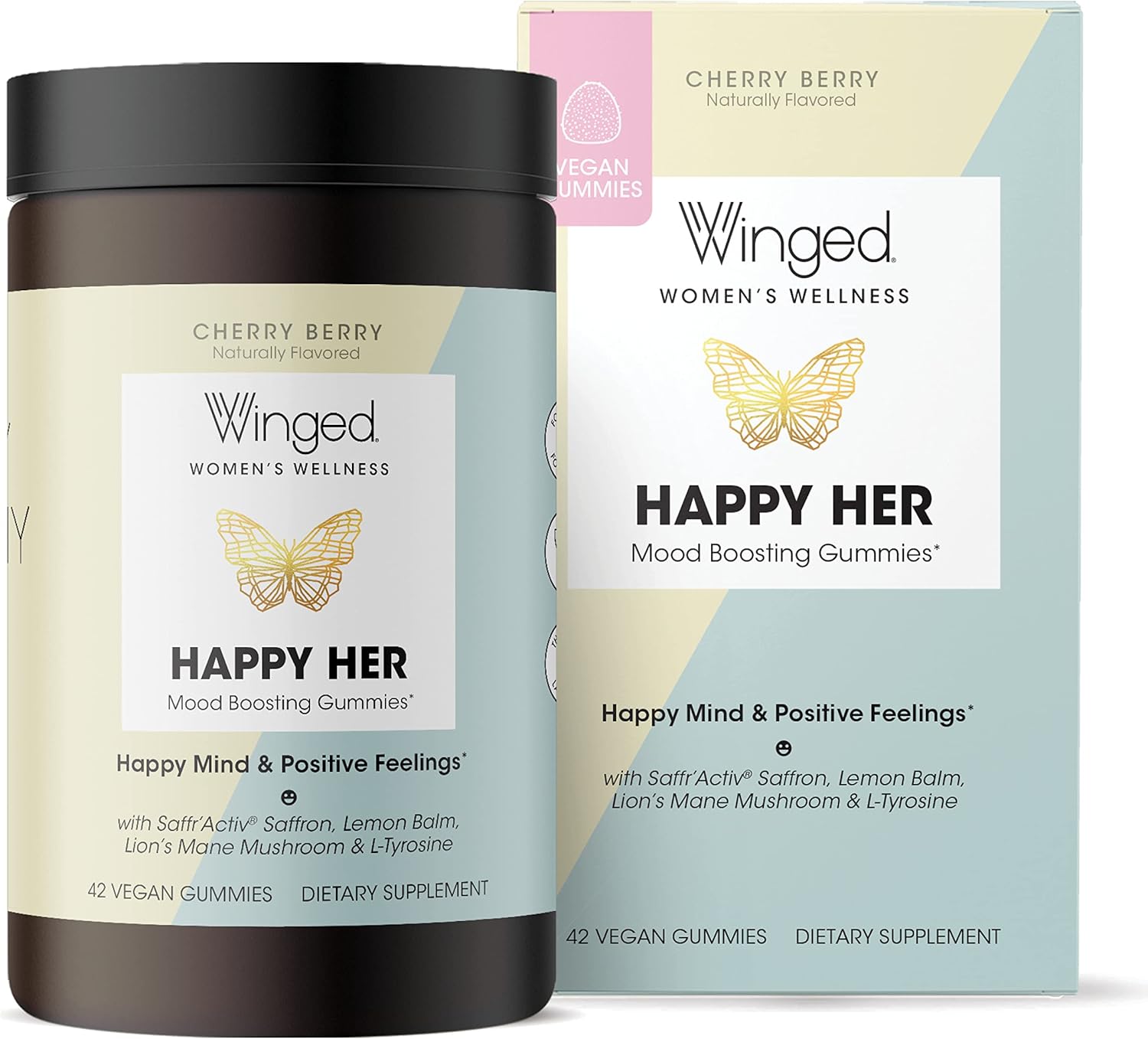 Happy Her Mood Gummies with Clinically-Studied Ingredients for Positive Feelings - Cherry Berry Flavor (60 ct)
