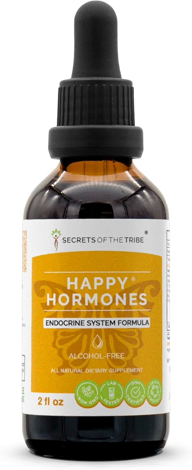 Happy Hormones Endocrine Support Extract with Ashwagandha, Astragalus, Rhodiola - Alcohol-Free Tincture (2 oz)