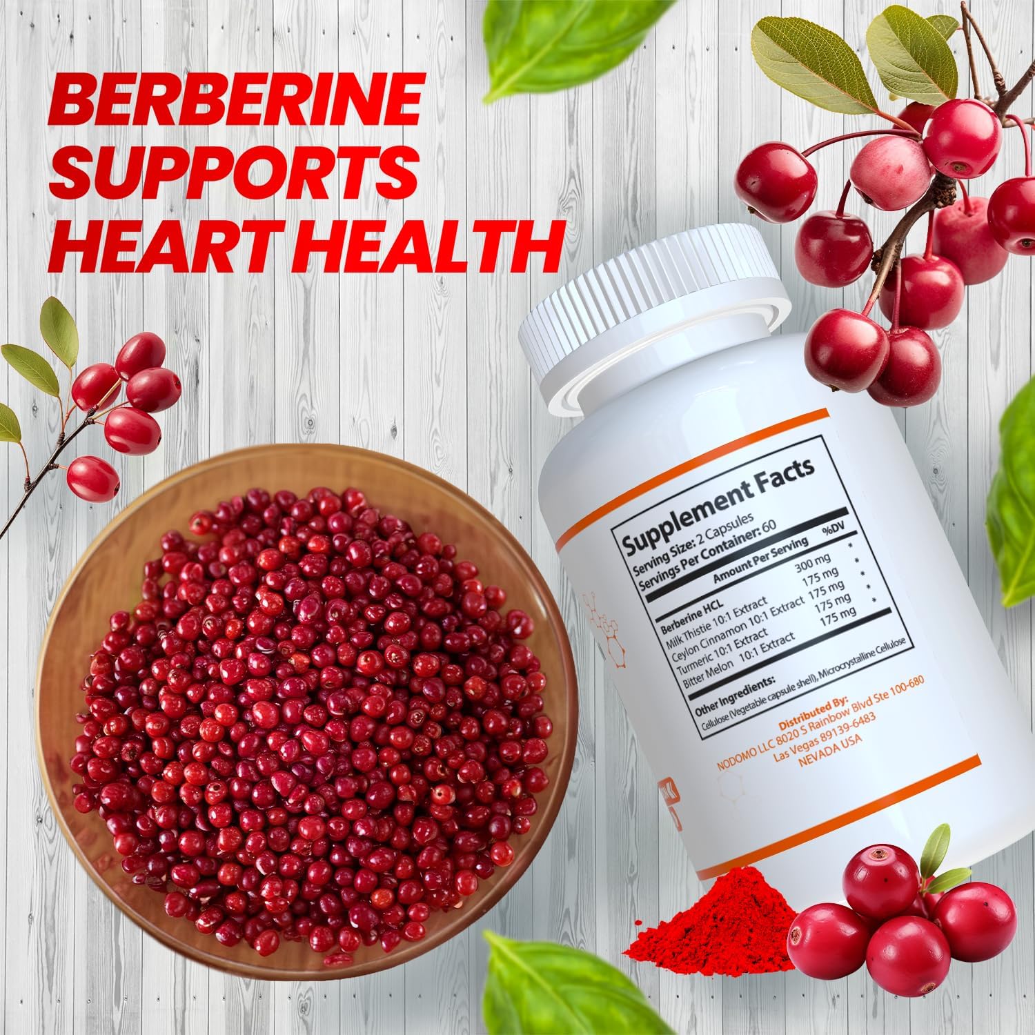 HARMONIFY Berberine Supplement with Ceylon Cinnamon, Milk Thistle, Turmeric, Bitter Melon - Immune Support - 60 Capsules, 1000 mg - Vegan & Non-GMO
