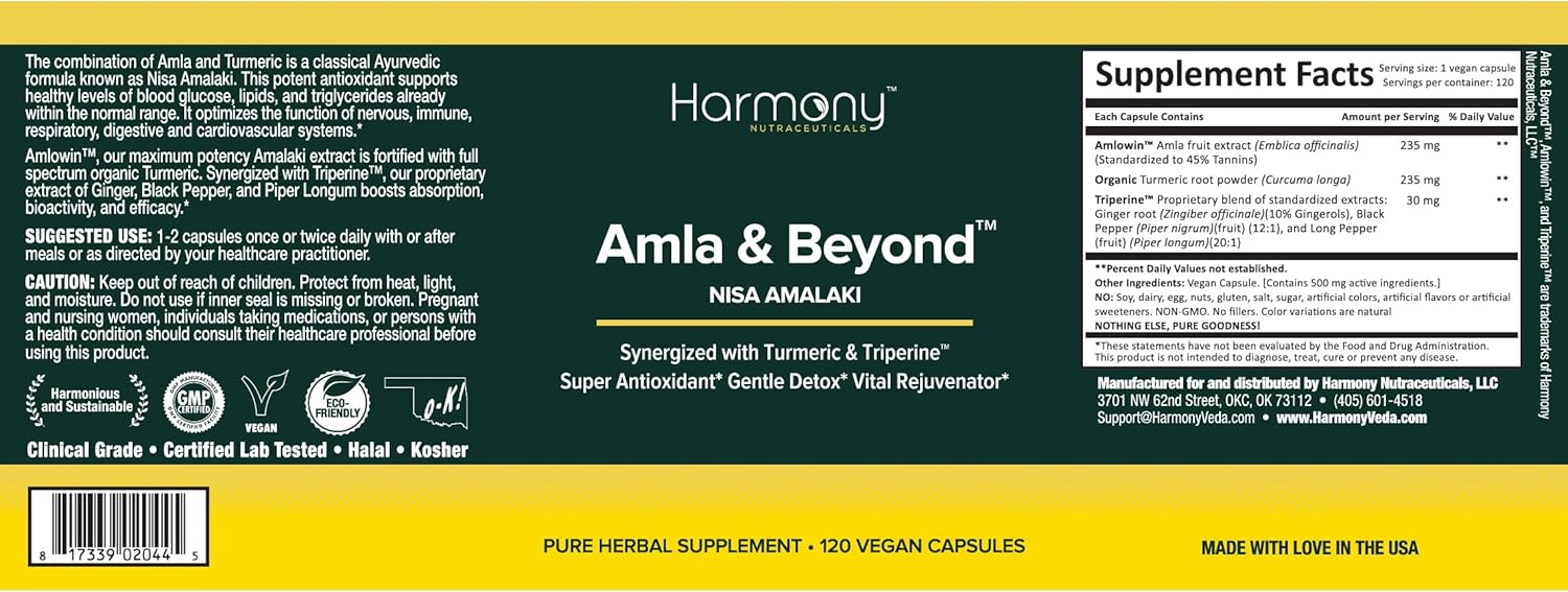 Harmony Nutraceuticals Amla & Beyond™ (Nisa Amalaki) - Dr. Gumman's Clinical Grade with Maximum Bioavailability