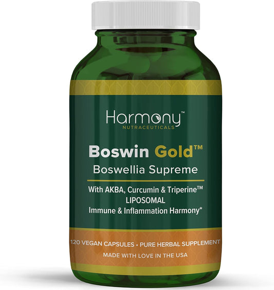 Harmony Nutraceuticals Boswin Gold Liposomal - Clinical Grade Synergized with Turmeric & Triperine for Maximum Bioactivity