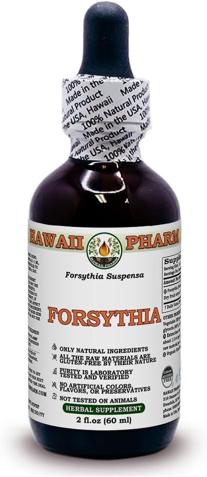 Hawaii Pharm Forsythia - Your Natural Shield and Effective Protection, Alcohol-Free Liquid Extract, Organic Forsythia (Forsythia Suspensa) Dried Fruit Glycerite 2 oz