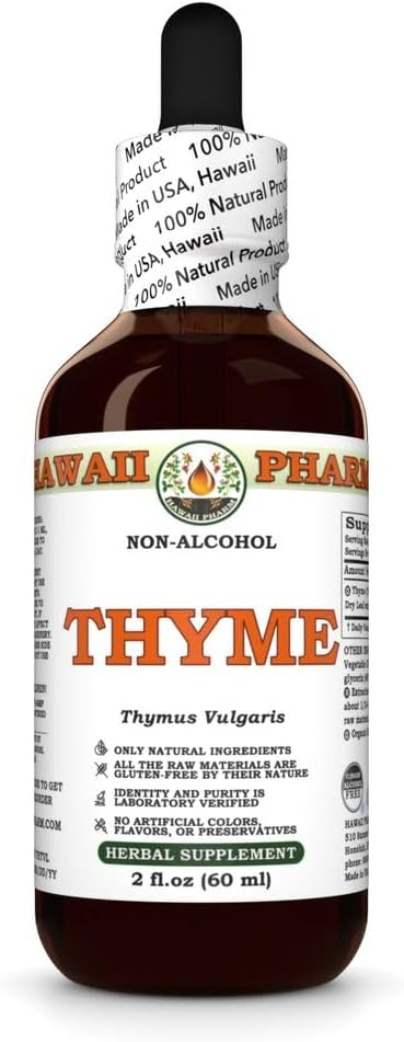 Hawaii Pharm Thyme Glycerite Extract - Antioxidant Support, Respiratory Comfort, Immunity Boost - 2 fl.oz