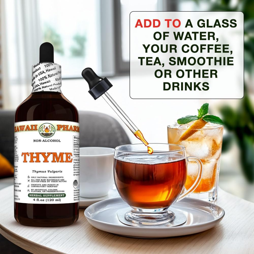 Hawaii Pharm Thyme Glycerite Extract - Antioxidant Support, Respiratory Comfort, Immunity Boost - 2 fl.oz