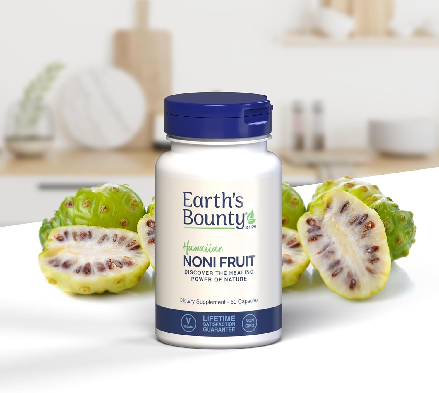 Hawaiian Noni Fruit Capsules - 60 Veggie Caps - Supports Immune System & Joint Health - 100% Pure Noni - Vegetarian Formula