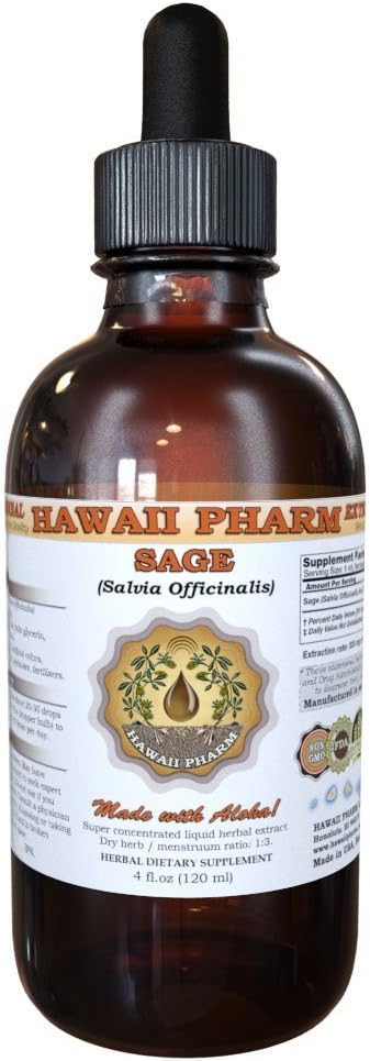 HawaiiPharm Sage Liquid Extract Tincture Herbal Supplement USA-Made 2 fl.oz