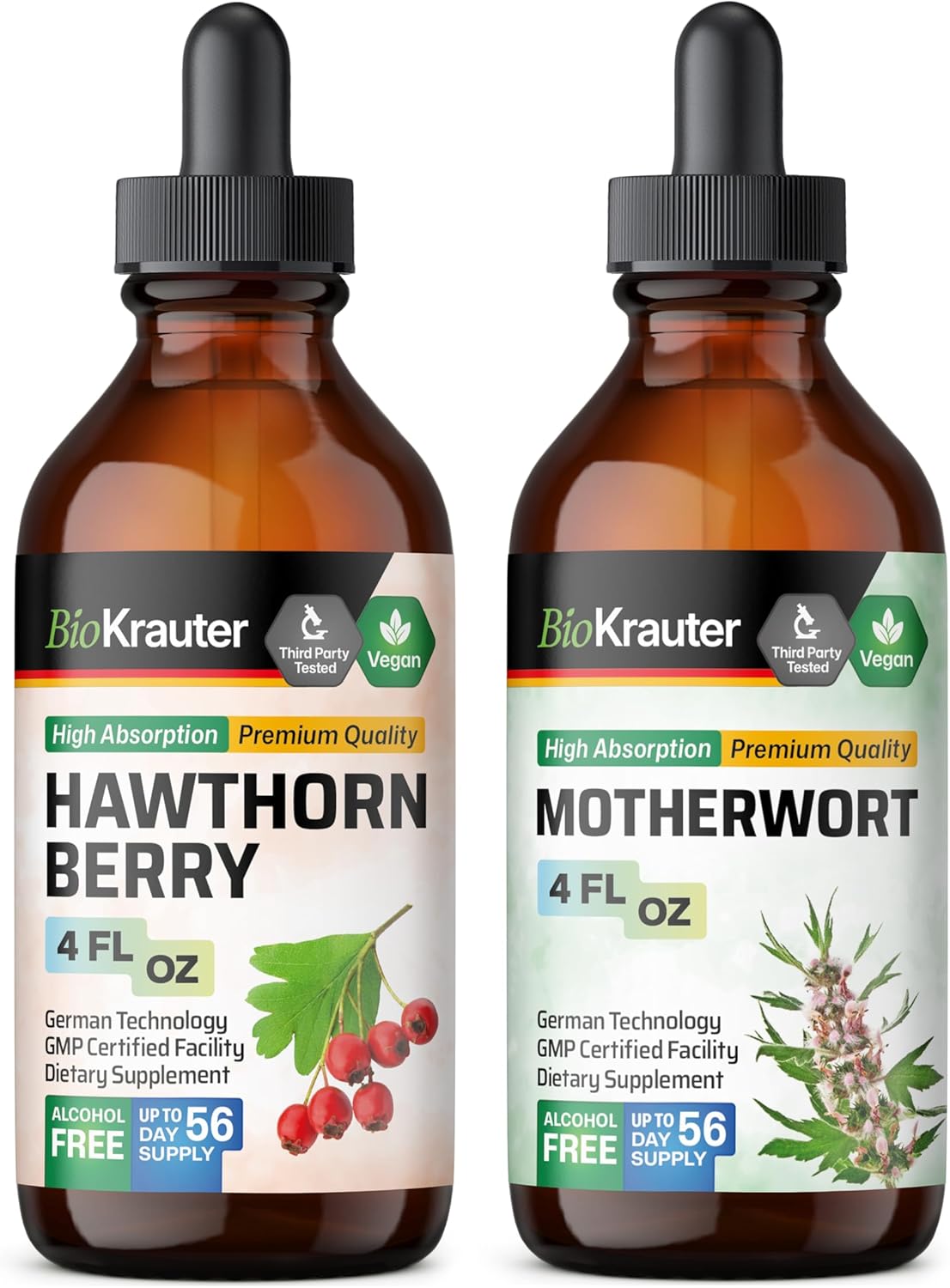 Hawthorn and Motherwort Tincture Bundle - 4 Fl. Oz. each