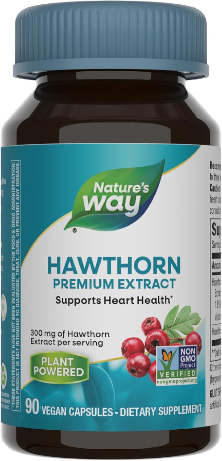 Hawthorn Premium Extract Capsules for Heart Health Support - 90 Count, Non-GMO, Vegan, 1.8% Flavonoids