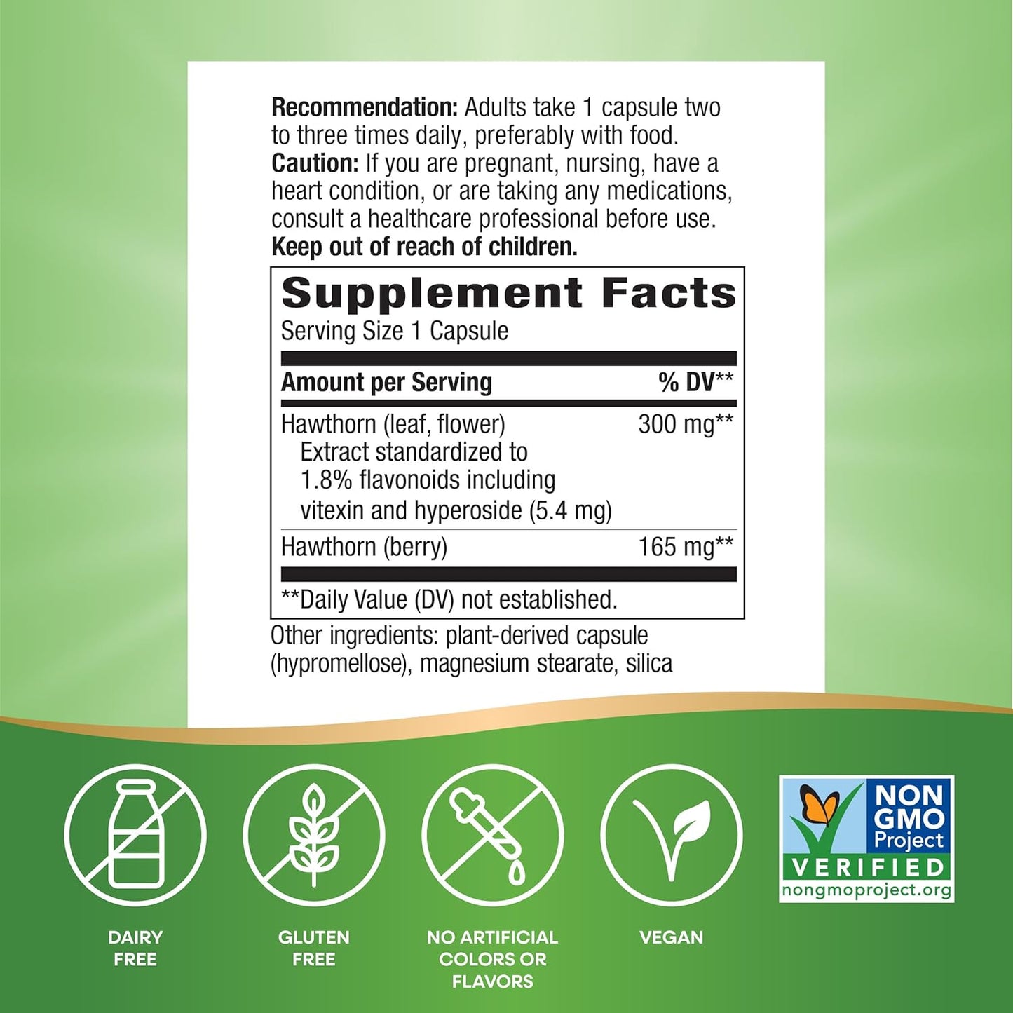 Hawthorn Premium Extract Capsules for Heart Health Support - 90 Count, Non-GMO, Vegan, 1.8% Flavonoids