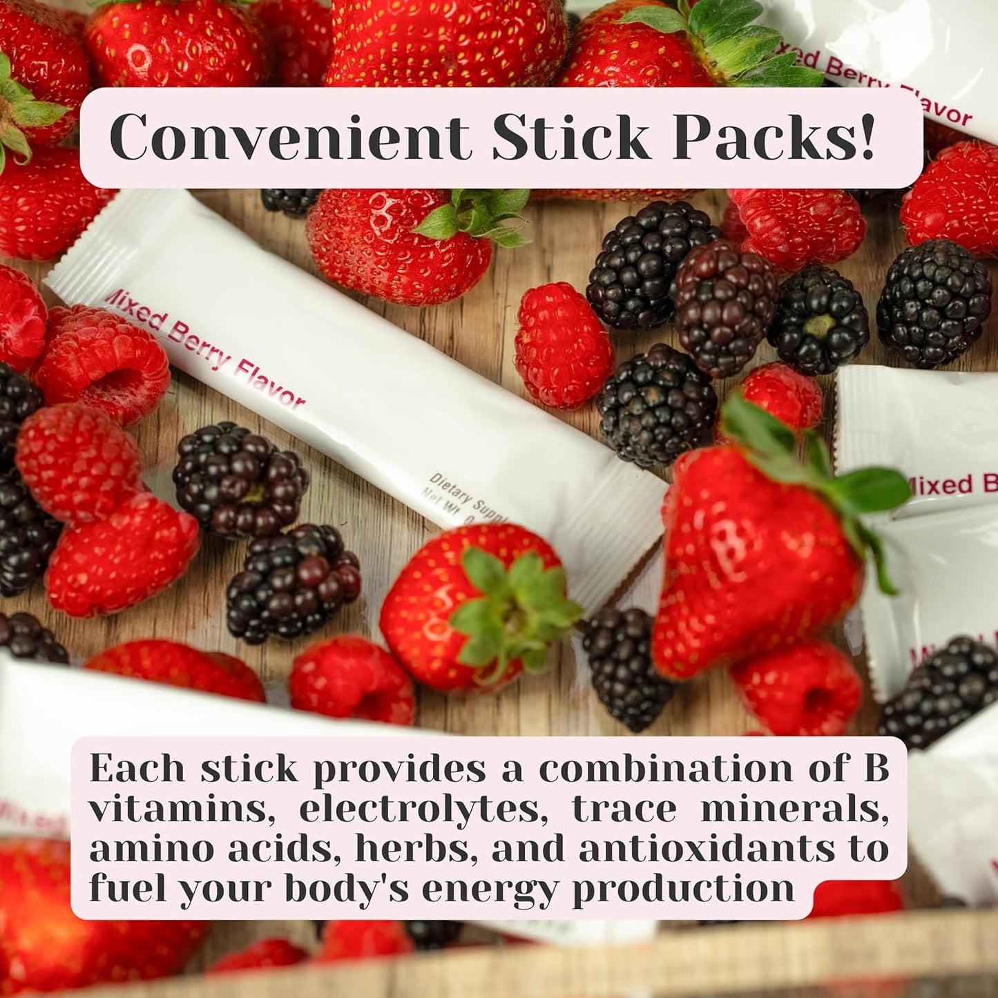 Hay's Naturals Mixed Berry Energy Drink Mix - 30 Packets | Sugar-Free with ATP, B-Vitamins, Electrolytes & Purenergy for Muscle Recovery