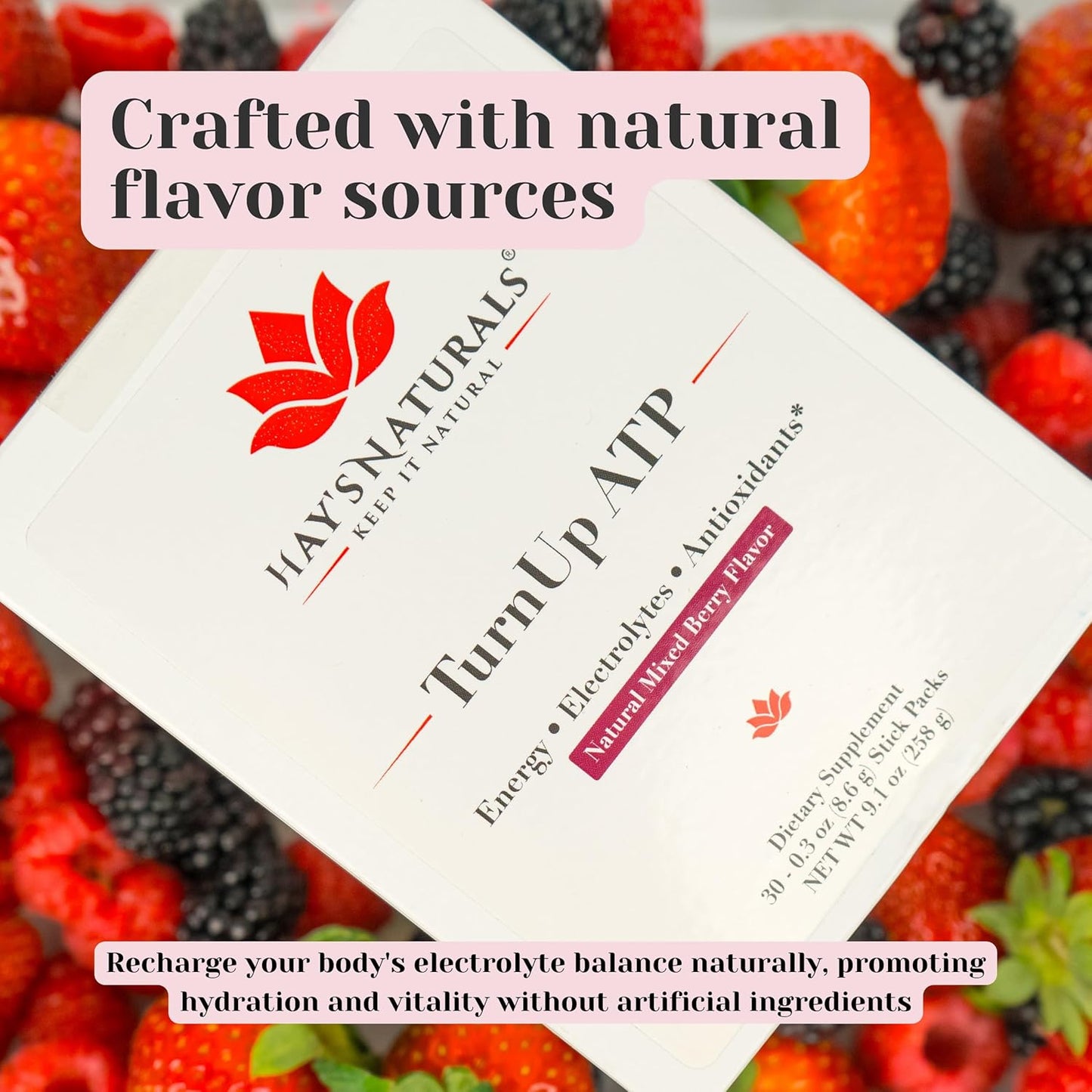 Hay's Naturals Mixed Berry Energy Drink Mix - 30 Packets | Sugar-Free with ATP, B-Vitamins, Electrolytes & Purenergy for Muscle Recovery