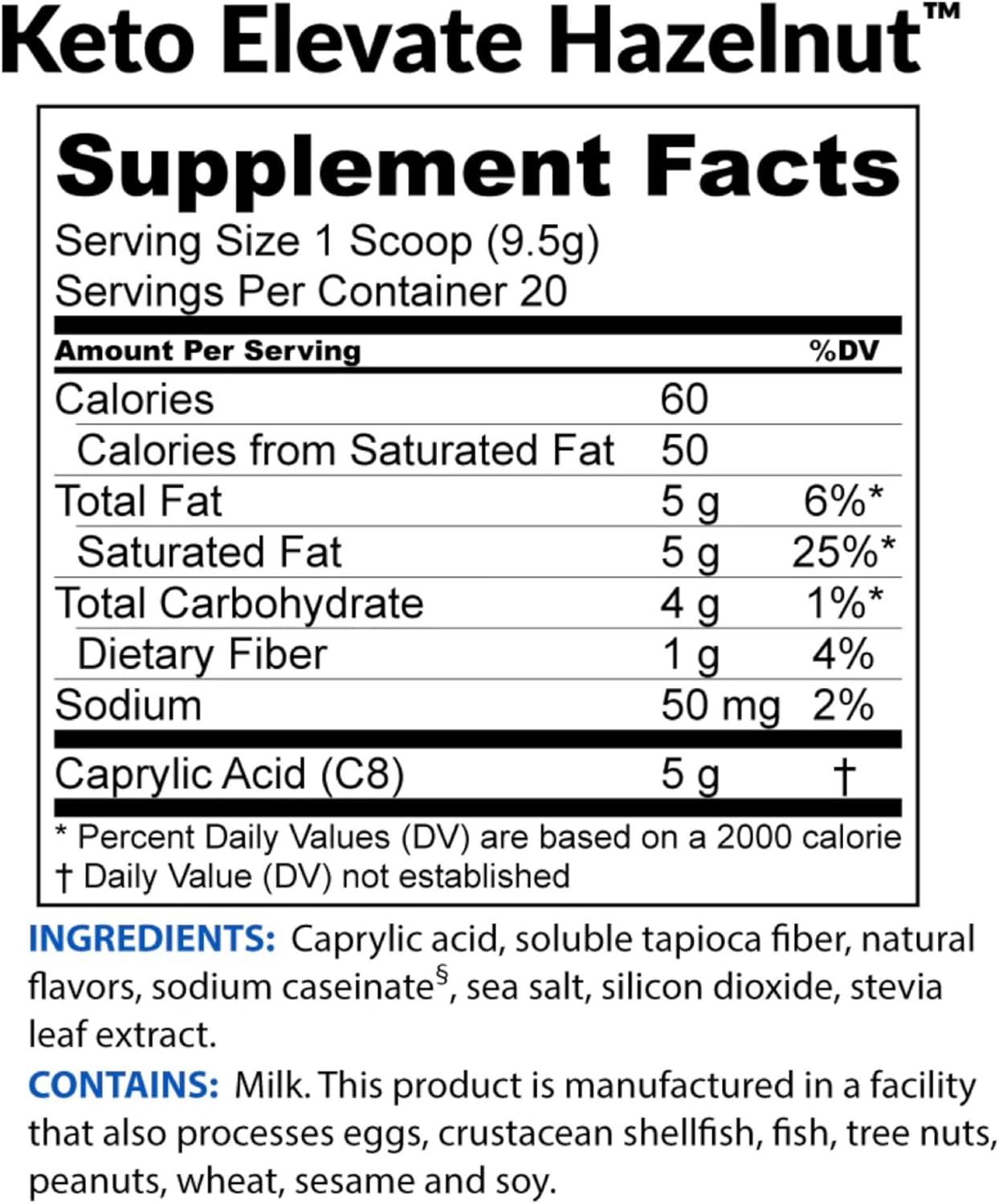 Hazelnut BioTrust Keto Elevate Pure C8 MCT Oil Powder Bundle with BlenderBottle