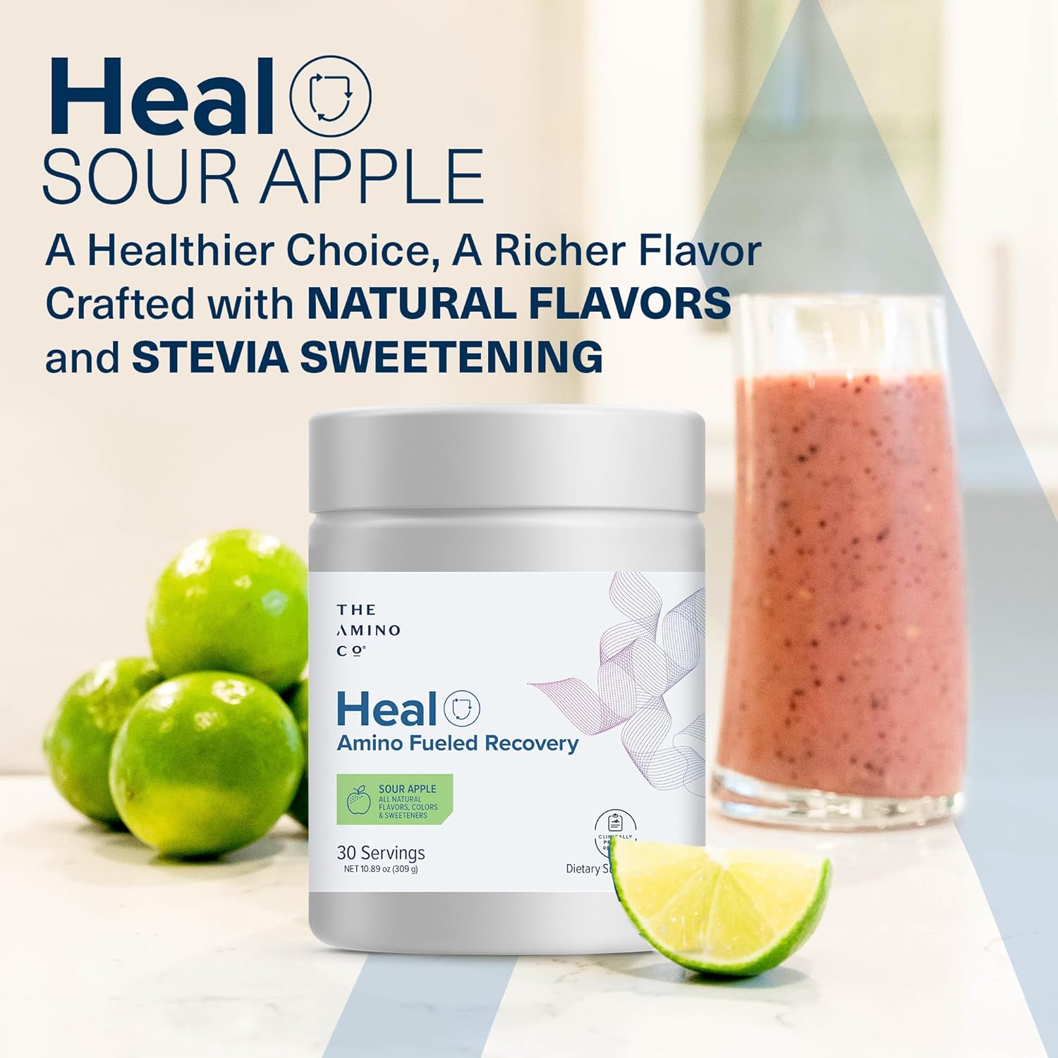 Heal EAA Amino Acid Recovery Drink with Creatine Monohydrate Powder - Vegan & Keto-Friendly - Sour Apple Flavor - 10.89oz