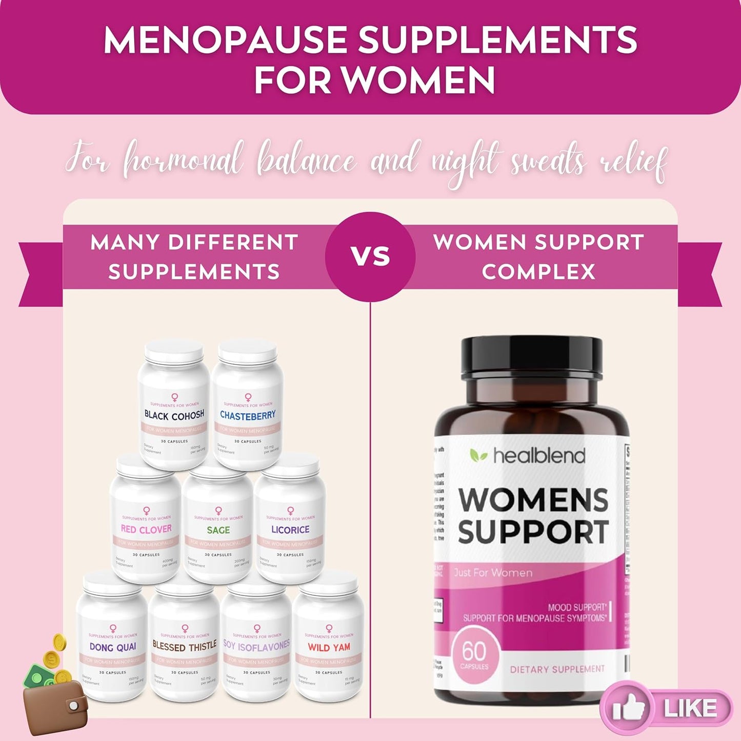 Healblend Women’s Support Complex: Advanced Formula for Menopause Symptoms - Hormone Regulation - 60 Capsules