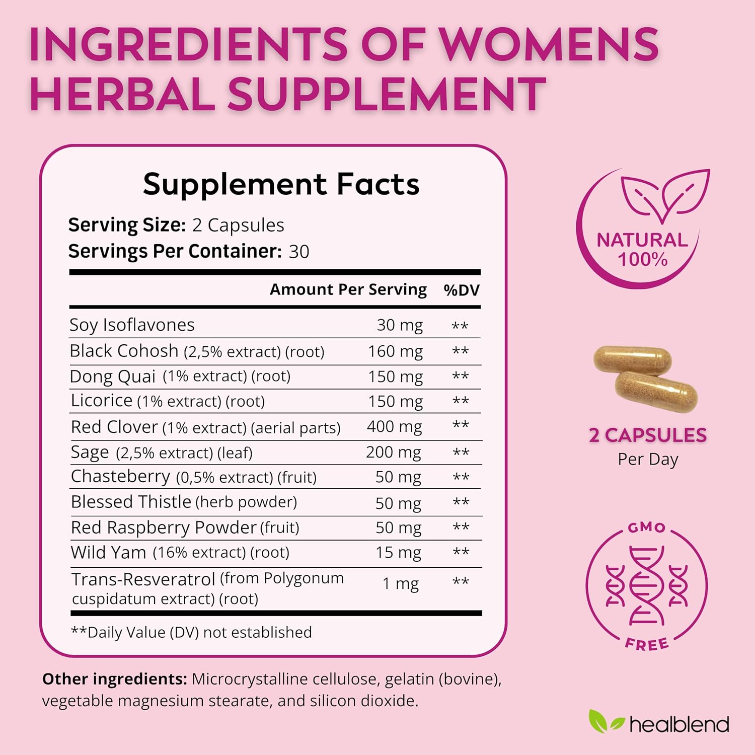 Healblend Women’s Support Complex: Advanced Formula for Menopause Symptoms - Hormone Regulation - 60 Capsules