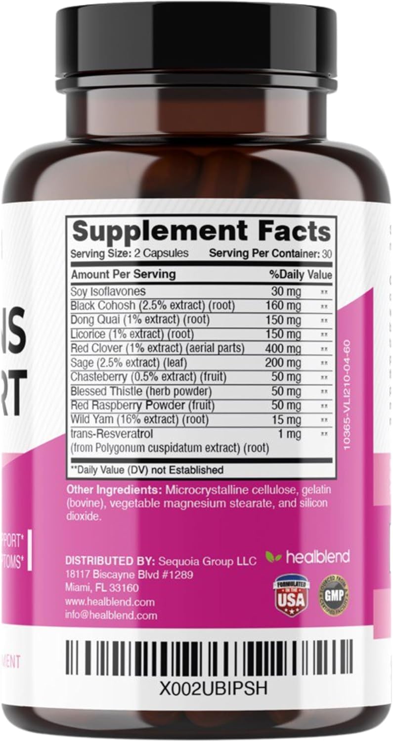 Healblend Women’s Support Complex: Advanced Formula for Menopause Symptoms - Hormone Regulation - 60 Capsules