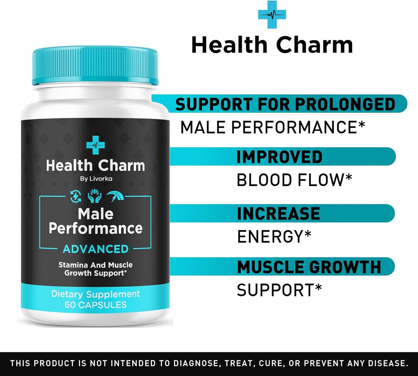 Health Charm Supplement for Men - 2 Month Supply of All Natural Health Charm Capsules