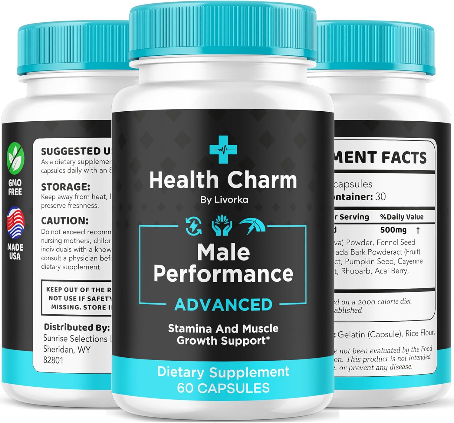 Health Charm Supplement for Men - 2 Month Supply of All Natural Health Charm Capsules