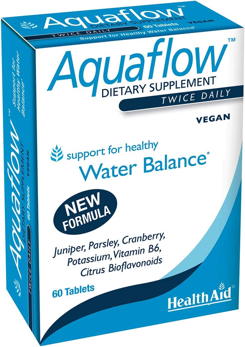 HealthAid Aquaflow Capsules - Promotes Healthy Water Balance & Reduces Water Retention Symptoms - 60 Vegan Capsules