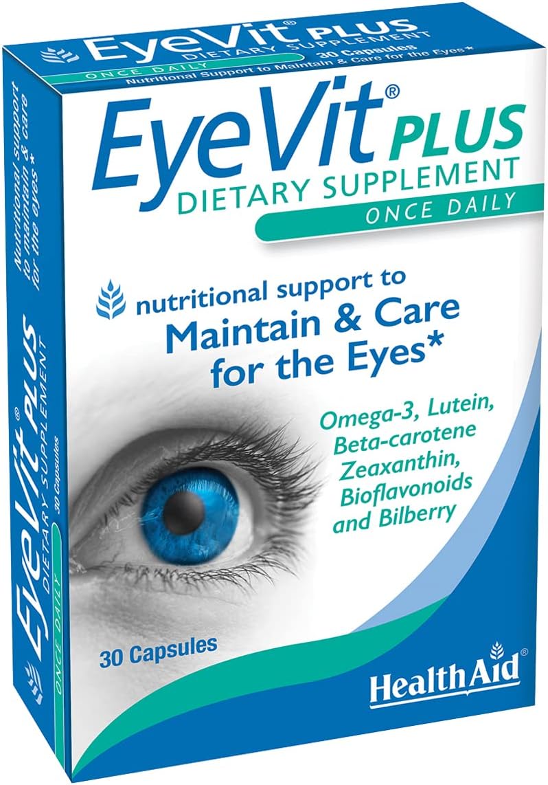 HealthAid EyeVit Plus Capsules - Daily Nutritional Support for Eye Maintenance and Care