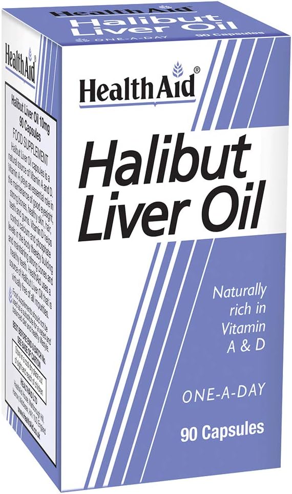 HealthAid Halibut Liver Oil Capsules - Pack of 90 for Overall Health and Wellness